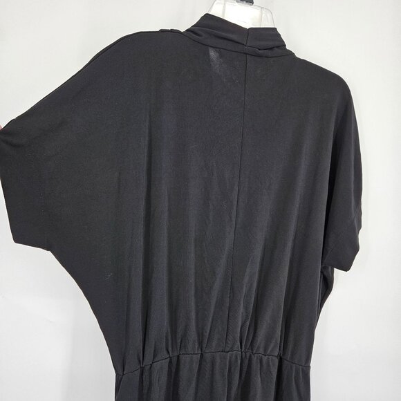 Rachel Roy Mini Short Dress Medium Black LBD Pockets Faux Wrap-Style V Neck - Picture 6 of 12